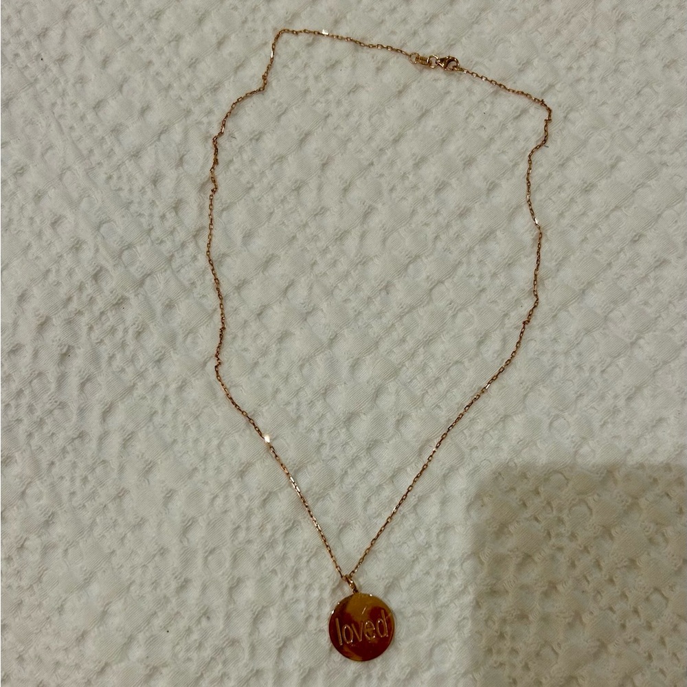 Rose Gold 'Loved' Pendant Necklace